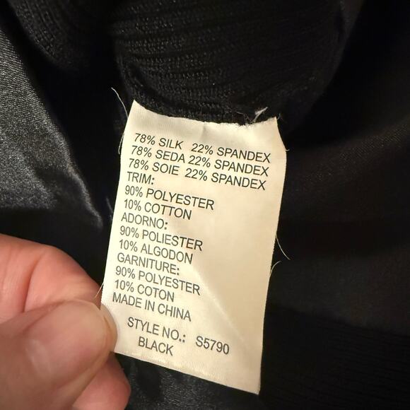 Bebe Corset Closure Y2K Black Satin Trim Fitted Top Ruffle Collar Silk Blend Med - Picture 10 of 11